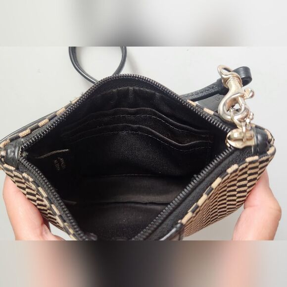 COACH Black and Tan Checkered Wristlet Wallet - Picture 6 of 8